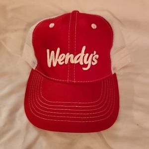 Wendy's Hat Logo Cap Employee Red Mesh Snapback Adjustable Dave Thomas